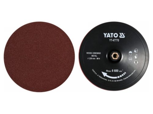 YATO Tépőzáras gumitányér 230 mm M14 + 4 db tépőzára fíbertárcsa (P60, P80, P100, P120)
