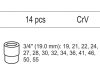 YATO Dugókulcs készlet 14 részes 3/4" 19-55 mm CrV (fiókbetét)