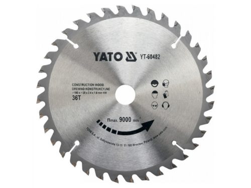YATO Fűrésztárcsa fához 180 x 20 x 1,8 mm / 36T