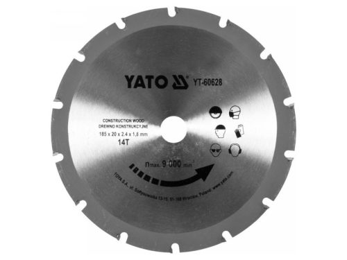 YATO Fűrésztárcsa szöges fához 185 x 20 x 2,4 mm / 14T