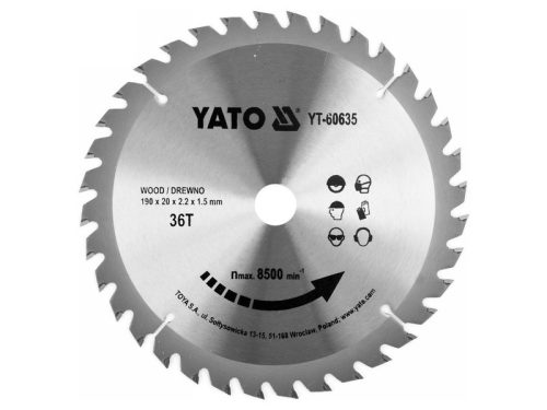 YATO Fűrésztárcsa fához 190 x 20 x 1,5 mm / 36T