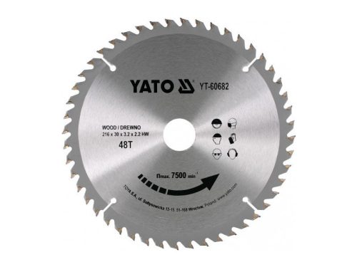 YATO Fűrésztárcsa fához 216 x 30 x 2,2 mm / 48T
