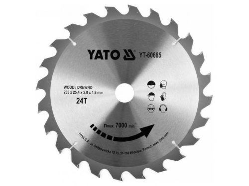 YATO Fűrésztárcsa fához 235 x 25,4 x 1,8 mm / 24T