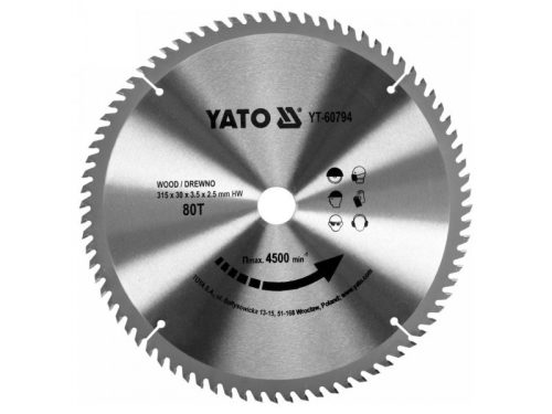 YATO Fűrésztárcsa fához 315 x 30 x 2,5 mm / 80T