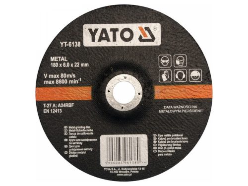 YATO Tisztítókorong fémre 180 x 22,2 x 6,8 mm