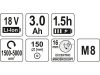 YATO Akkus excenter polírozó 150 mm szénkefe nélküli 18 V Li-Ion (1 x 3,0 Ah akku + töltő)