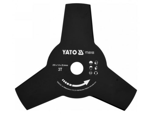 YATO Fűkasza kés háromágú 255 x 25,4 x 1,6 mm